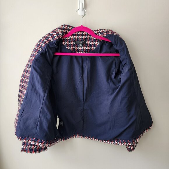Ann Taylor Lined Tweed Jacket Size 6P Blazer Double Button Red White Blue Black - Picture 5 of 9